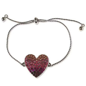 Heart Ombre Stone Silver Tone  Slider Bracelet NWT
